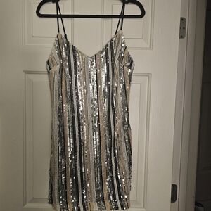 Lush Striped Sequin Mini Dress Size M